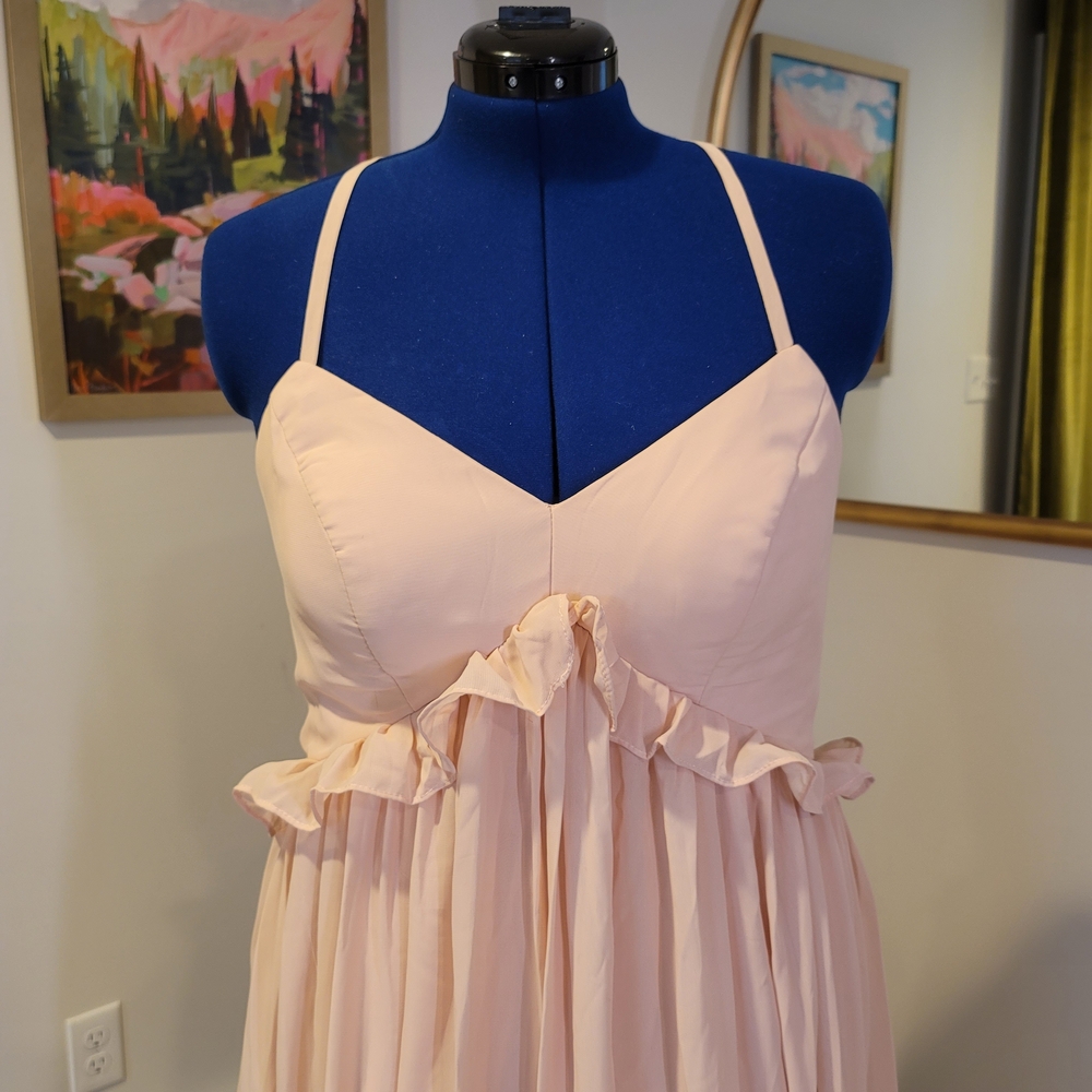 Women's Blush Pink Ruffle Maxi Dress - Picture 2 of 6